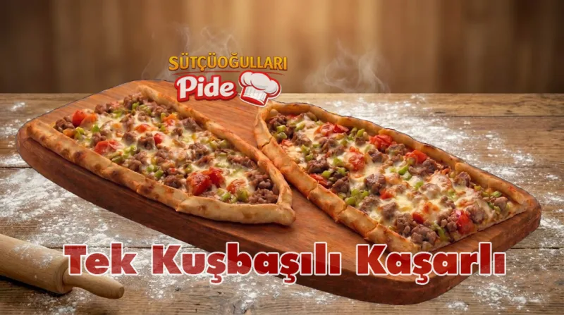 Sıcak ve çıtır Tek Kuşbaşılı Kaşarlı pide