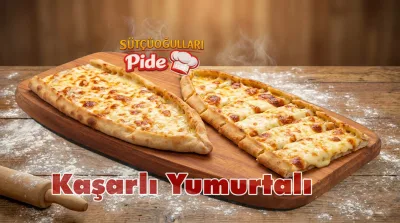 Tek kaşarlı yumurtalı pide, taş fırından sıcak