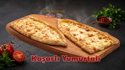 Duble kaşarlı yumurtalı pide, çift kat malzeme