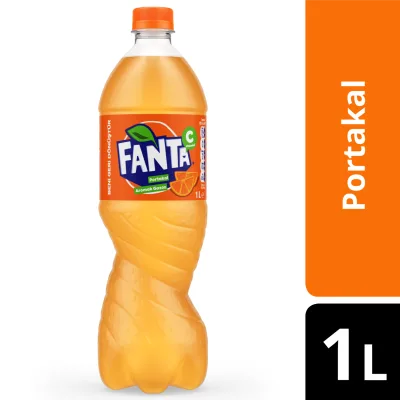 1 litre fanta, portakal aromalı büyük boy gazlı içecek