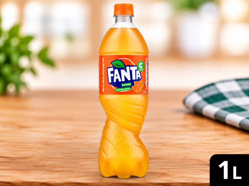 1 litre fanta, portakal aromalı büyük boy gazlı içecek